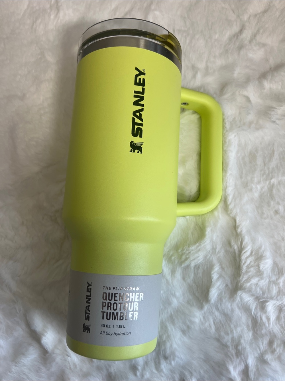 Stanley Neon Yellow Travel Tumbler with Handle
